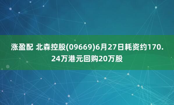 涨盈配 北森控股(09669)6月27日耗资约170.24万港元回购20万股
