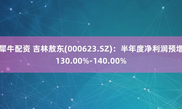 犀牛配资 吉林敖东(000623.SZ)：半年度净利润预增130.00%-140.00%